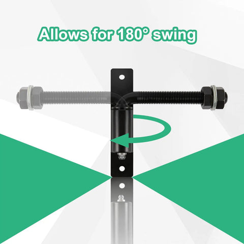 Heavy Duty Bolt On 7 Inch J Bolt Gate Hinges 4 Pack No Welding Required Lubricated Ball Bearing Hinge For Large Driveway Gates Up To 1100 Lbs Easy Install And Sag Prevention Industrial Grade, 7-inch steel hinge showing 180° swing