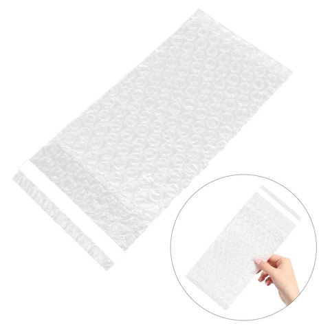 Self Adhesive Bubble Cushioning Pouches Made From PE Material 100 Pack Pro Grade Reusable Protective Bags Transparent close-up