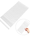 Self Seal Bubble Cushioning Bags 100 Pack for shipping small electronics and camera lenses, showing transparent reusable material.