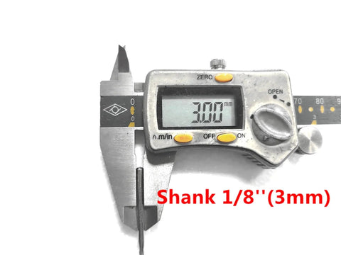 Caliper measuring 3 mm shank of Diamond Engraving Bits Set 30 Pieces For Stone Carving Rotary Tool Burrs One Eighth Inch Shank