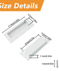 Size details of 2 Pack Rectangular Recessed Concealed Door Handles 115mm Embedding Sliding Cabinet Pulls Stainless Steel White Finish