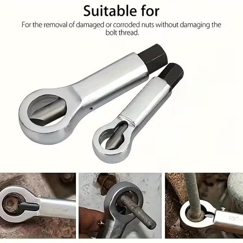 3 Piece Metal Nut Splitter Set, Heavy Duty Nut Breaker And Remover Tool, Manual Pressure Nut Splitter For Stripped Nuts