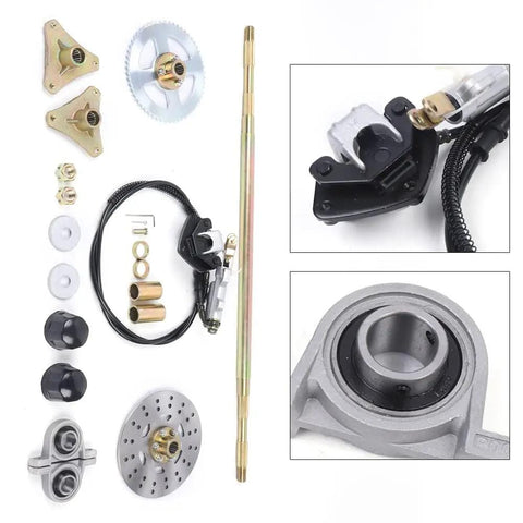 DIY 29 Inch Rear Axle Assembly Kit For Go Karts And Mini Bikes With Live Axle 740mm Wheel Hub Brake Assembly And Pillow Blocks