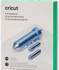 Cricut Foil Transfer Kit packaging front view with teal side panel and blue tool illustrations