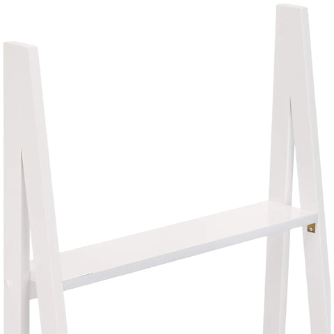 Five Tier Ladder Bookshelf With Solid Rubberwood Frame And Clean White Finish No Hassle Assembly Compact Storage Organizer For Small Space Built Tough Display Rack For Books Plants And Home Stuff Smooth Vibes