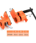 Heavy Duty Steel Pipe Clamp Set For Woodworking Hand Crank Adjustable Vise showing 0.75 inch steel parts with dimensions for gluing projects.