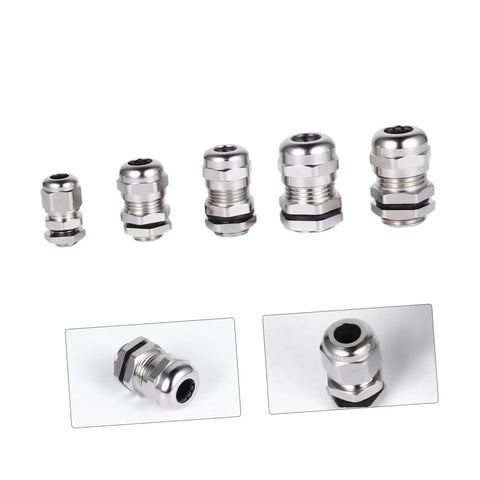 5 Piece Metal Cable Connector Kit With Waterproof Glands And Fasteners For Machinery Electrical Control Boxes Durable Wire Fixers