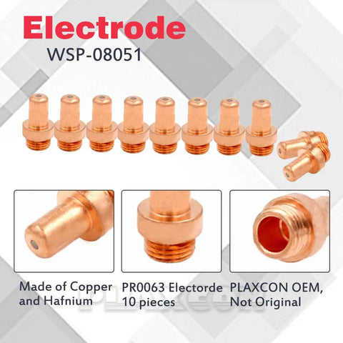 CB70 Plasma Electrode Tip Kit For Eastwood Versa Cut 60 Amp Torch with 10 copper hafnium electrodes, PR0063 model.