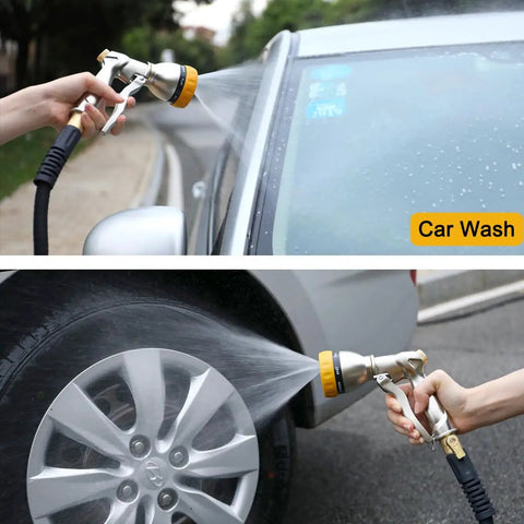 Heavy Duty 100 Percent Metal Hose Nozzle With 7 Spray Patterns High Pressure Sprayer washing car and wheel