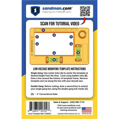 Low Voltage Mounting Template For Single And Double Gang Flush Brackets Fast Easy Professional Install Horizontal Or Vertical Mount Includes 4 Inch Ruler Clear Transparent Template For Precise Wiring Layout