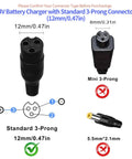 24V Electric Scooter Charger For Razor E100 E125 E150 E175 E200 E300 And More showing standard and mini 3-prong connectors.