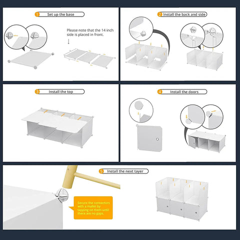 Assembly steps for Massive 12 Cube Storage System With 14x18x14 Each For Clothes DIY Closet Organization With Doors.