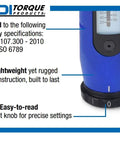 Close-up of Micro Adjustable Torque Screwdriver With One Quarter Inch Hex Drive, 10 To 80 cNm Range, 61NSM, showing adjustment knob.