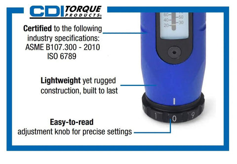 Close-up of Micro Adjustable Torque Screwdriver With One Quarter Inch Hex Drive, 10 To 80 cNm Range, 61NSM, showing adjustment knob.