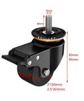 Heavy Duty Industrial Caster Wheels With Top Plate Swivel For Furniture And Workbenches, 360 Degree Noiseless Rolling Castors, size measurements