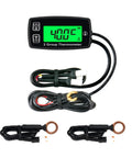 Runleader digital LCD engine temperature gauge with dual thermometer, backlit display, and wiring harnesses.