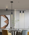 Dining room with Dope Matte Black 4 Light LED Track Lighting Kit With Adjustable 4 Way Ceiling Mount Linear Spotlights