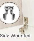 Two Pack Up Down Flip Cabinet Hinge Side Mount Door Shelf Lid Hinge For Soft Close Heavy Duty Lid Support Hardware Stainless Steel Corrosion Resistant Smooth Quiet Motion For Cabinets side-mounted stainless steel hinge shown on cabinet door