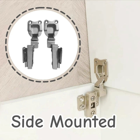 Two Pack Up Down Flip Cabinet Hinge Side Mount Door Shelf Lid Hinge For Soft Close Heavy Duty Lid Support Hardware Stainless Steel Corrosion Resistant Smooth Quiet Motion For Cabinets side-mounted stainless steel hinge shown on cabinet door