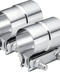 Heavy Duty Stainless Steel Lap Joint Exhaust Clamp 2.0 Inch Band Clamp for Pipes Mufflers and Catalytic Converters Two Pack
