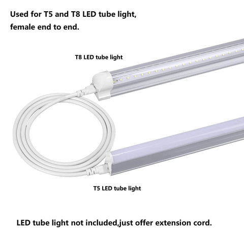 Go To Double Female Linkable Power Cord Set, 5 Foot For T5 T8 LED Tube Light Fixtures, 3 Prong Lamp Connecting Wire, Heat Resistant PVC, US Standard, Pack Of 10 in use