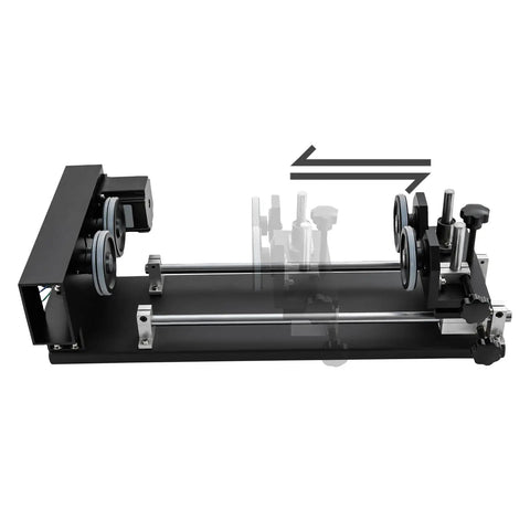 Heavy Duty Carving Rotary Axis Kit With Reliable 2 Phase Motor And Quick 10 To 200 RPM Swaps For Top Tier DIY Etching Jobs On 50W Up To 130W Laser Machines, showing precise motor and sliding mechanism.