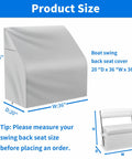 Rugged Waterproof Boat Swing Back Seat Cover 600D Marine Grade Polyester Canvas Swingback Cooler Seat Cover Grey 20D x 36W x 36H