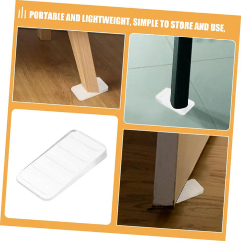 Clear Plastic Leveling Shims For Furniture Wobble Fix 32 Piece Wedge Set under table legs, stabilizing on uneven floors.