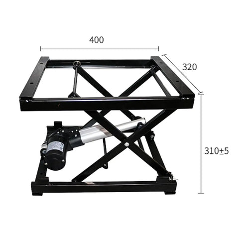 Heavy Duty Electric Scissor Lift Table With Wireless And Wired Remote Control Handles 45kg Loads Smoothly For Indoor And Outdoor Projects side view with measurements