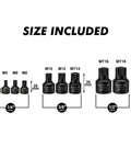 Low Profile Impact Triple Square Socket Set With Storage Rail, visible sizes M4 to MT18, 1/4 to 1/2 inch drive, CR-MO steel.