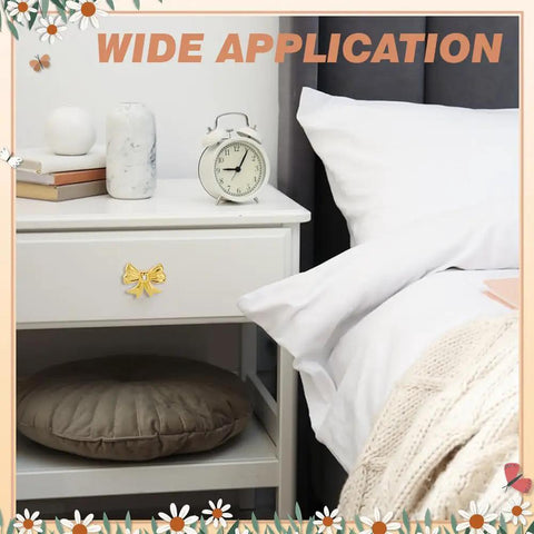 Bedroom nightstand with 12 Pack Gold Bow Drawer Knobs Set For Vintage Dresser And Cabinet Diamond Accent Zinc Alloy Pulls