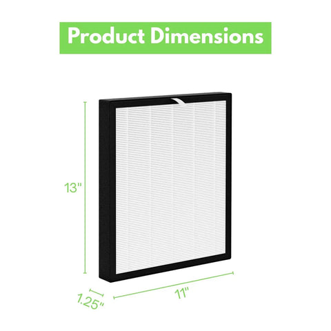 Replacement HEPA Filter With Activated Carbon For Surround Air Intelli-Pro XJ-3800 Air Purifier 2 Pack shown with dimensions
