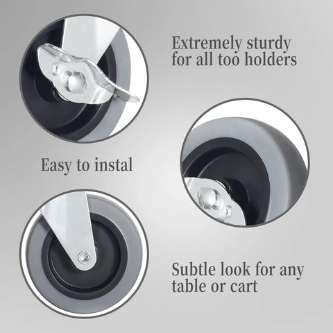 Heavy Duty Swivel Caster Wheels With Threaded Stem And Side Brake Locking Beefy Build For Furniture And Workbench Carts Delivers Dead Silent Action And No Sweat Rolling Performance close-up view highlighting sturdy construction and ease of installation.