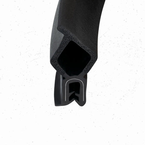 Cross-section of Vertical Lock Seal For Trunk Trim With Large Bulb Height 0.87 Inches And Grip Range From 0.039 To 0.22 Inches