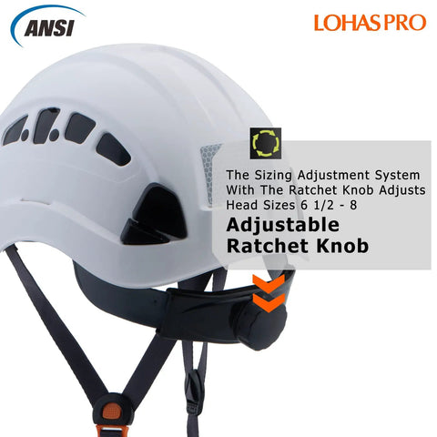 Ventilated White Hard Hat For Jobsite Construction And Arborist Work, ANSI Z89.1 Approved OSHA Safety Helmet, side view