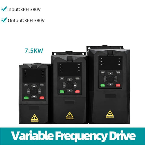 7.5KW 380V VFD Motor Speed Controller Inverter For Three Motors, Heavy Duty Industrial Grade Frequency Converter AC Drive, Rugged Three Phase 380V Inverter For Machinery And Tooling, front view