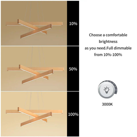 Wood Integrated LED Linear Pendant Light 31.5 Inch 18W 4000K Modern Farmhouse Fixture dimmable brightness levels chart