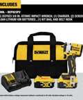20V Max Compact Impact Wrench Kit With 3/8 Inch Drive And Brushless Motor For Legit Power and Quick Socket Swaps including charger, batteries, kit bag.