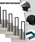 Floor Mounted U Shaped Stair Handrail Matte Black Heavy Duty Iron Railing Indoor Outdoor Steps with sleek design and sturdy support