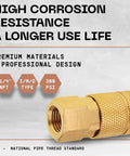 Female Air Coupler Set One Quarter Inch NPT Quick Connect Plug Kit Ten Pack Brass Finish Durable Iron Core With Brass Exterior 