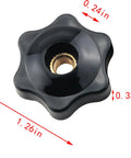 10 Pcs M6 Star Knob Fixtures Tight Handle Nut Through Hole Plastic Knurled Copper Core Knobs for Saw Fence Drilling Machine