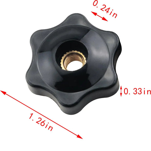 10 Pcs M6 Star Knob Fixtures Tight Handle Nut Through Hole Plastic Knurled Copper Core Knobs for Saw Fence Drilling Machine