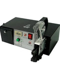 Heavy Duty Electric Terminal Crimping Machine With Built In Wire Stripper Cutter For All Terminals, side view displaying controls and cutter.