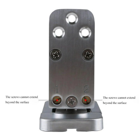 Heavy Duty Pivot Floor Spring Hinge With Hydraulic Door Closer For Zero Drama Install and Badass Holding Power front view showing Zamac housing and screw placement.