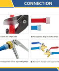 Cutting PEX A pipe and installing expansion ring on 100 Pack Half Inch PEX A Expansion Ball Valve With Drop Ear Full Port Shut Off Built Tough Brass Plumbing Fixture For Red Hot And Blue Cold Water Lines Quick Connect Trade Setup.