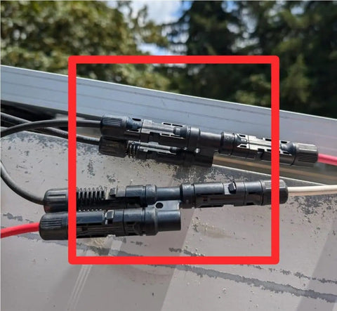 4 Pack Solar Y Connectors For Parallel Panel Wiring M To FF And F To MM showcased on solar panel installation