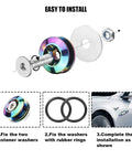 Installation diagram of Dope Quick Release Bumper Kit For Cars with colorful aluminum fasteners and stainless steel screws.