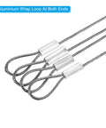8 Inch Stainless Steel Safety Cable Wire Set 6 Pack Heavy Duty Stage Lighting Rope With Double Loop For DJ Gear And Luggage Security Rust Resistant 20cm By 1mm 77lbs Max Load with aluminum wrap loop at both ends.