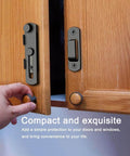 Two Pack Barn Door Lock With 180 Degree Flip For Privacy Durable Sliding Door Latch installed on wooden cabinet doors