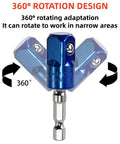 360 Degree Rotatable Socket Adapter Set For Drill Chucks Hex 1/4 3/8 1/2 Inch Convert Your Drill Into A High Speed Nut Driver Impact Grade CR-V 3 Piece showing rotation mechanism.